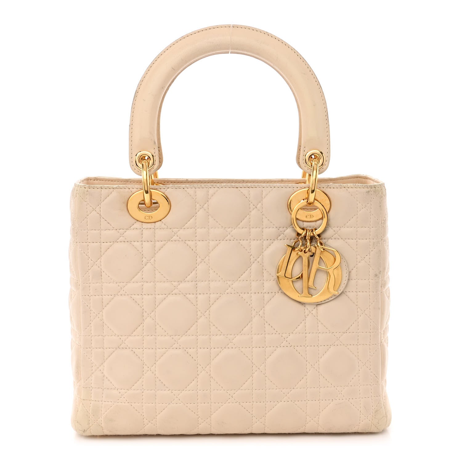 Christian Dior Lambskin Cannage Medium Lady Dior Beige 1 of 22