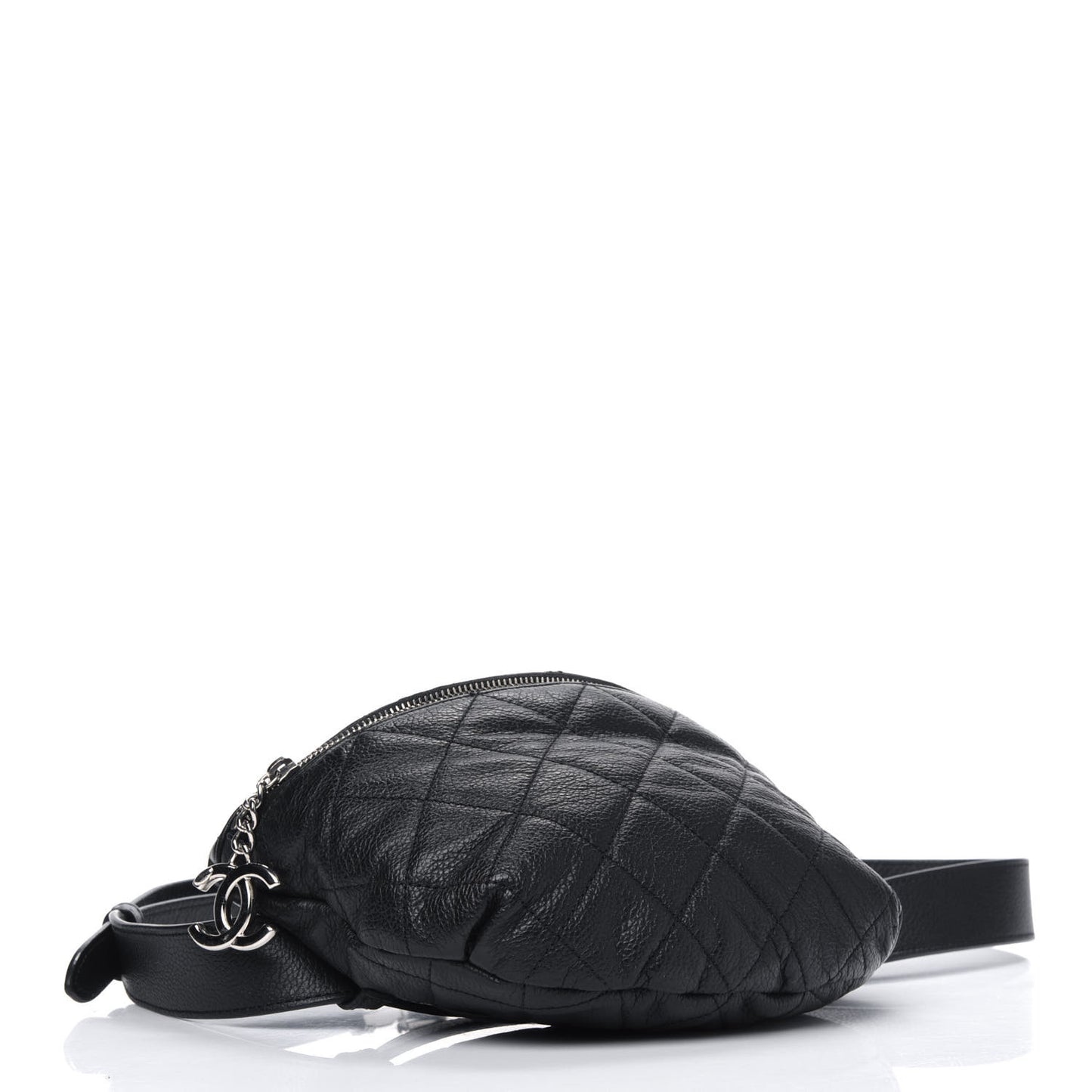 Grained Calfskin Quilted Waist Belt Bag Black