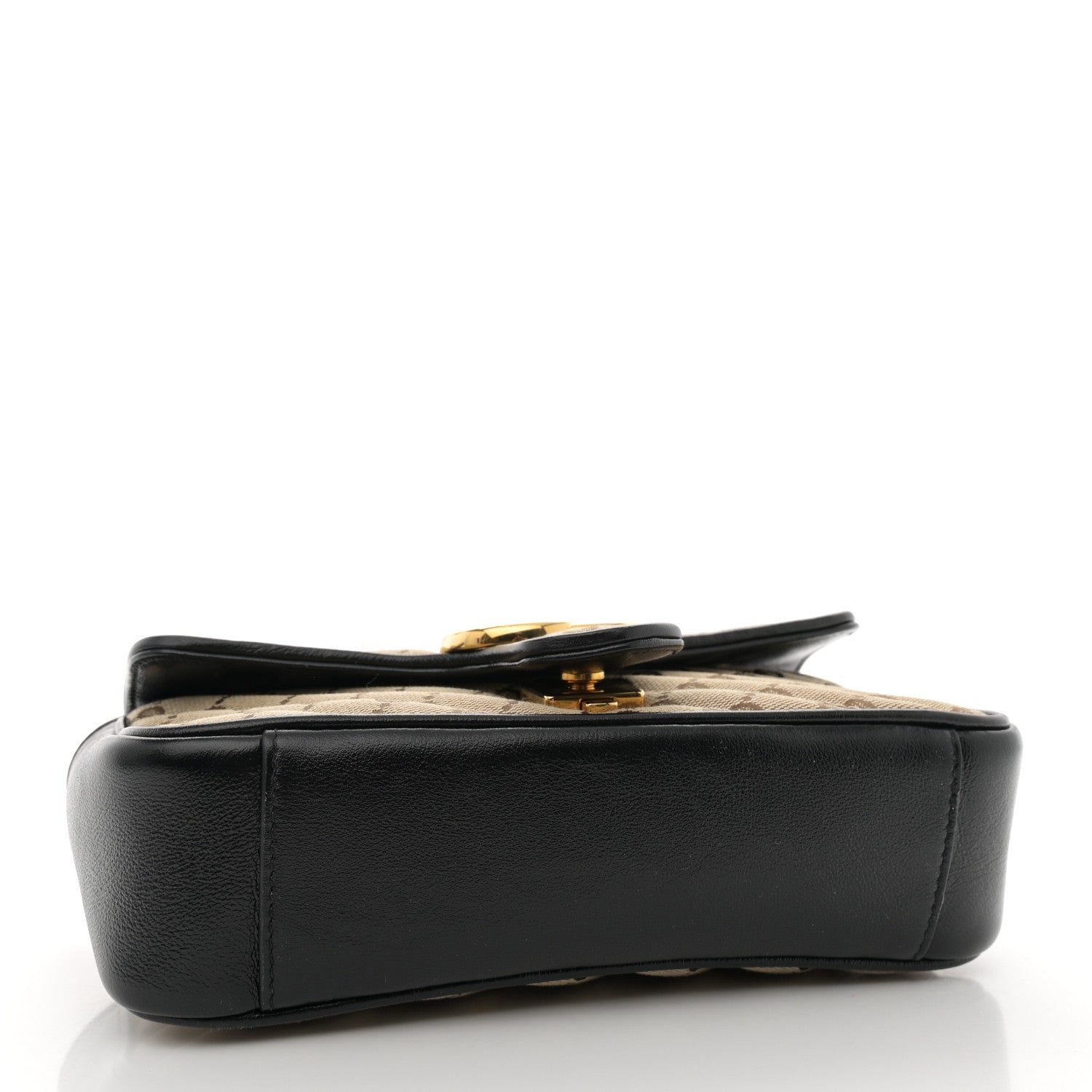 Gucci Monogram Matelasse Diagonal Mini GG Marmont Shoulder Bag Beige Black 4 of 10