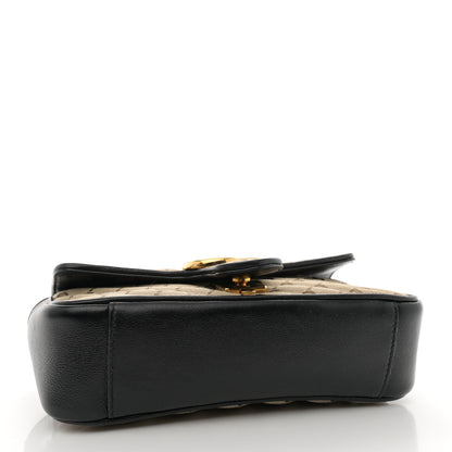 Gucci Monogram Matelasse Diagonal Mini GG Marmont Shoulder Bag Beige Black 4 of 10