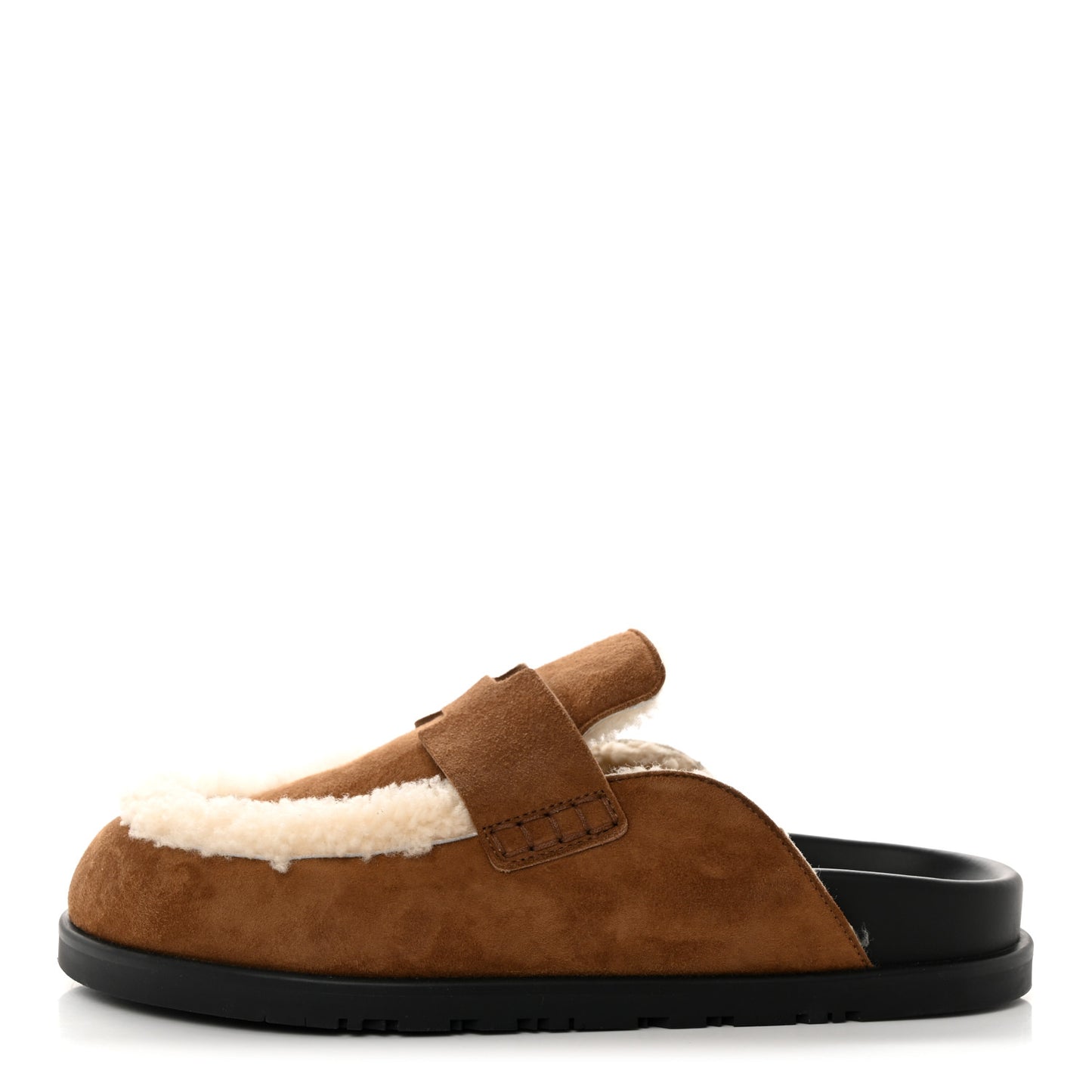 Suede Goatskin Shearling Go Mules 40 Brun Fume Ecru