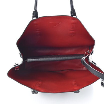Prada Saffiano Cuir Medium Double Handle Tote Black Fuoco 5 of 13