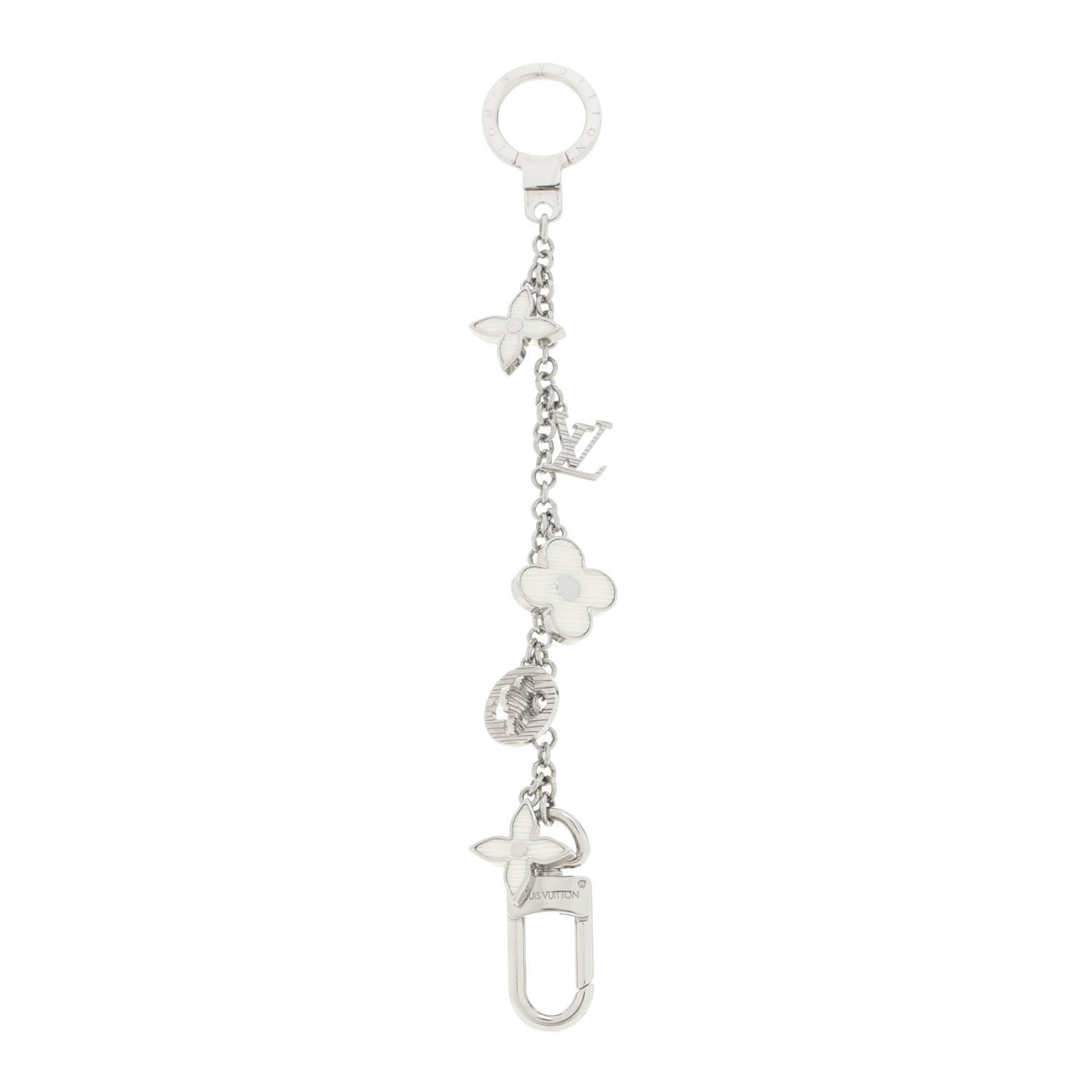 Fleur De Monogram Bag Charm Chain Silver