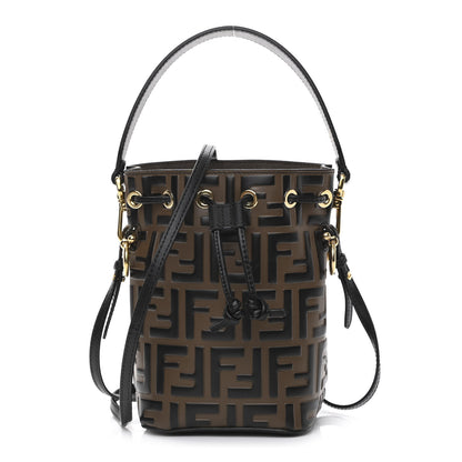 Fendi Vitello Liberty F is Fendi Bi-Color FF 1974 Embossed Mini Mon Tresor Bucket Bag Maya Black 1 of 13