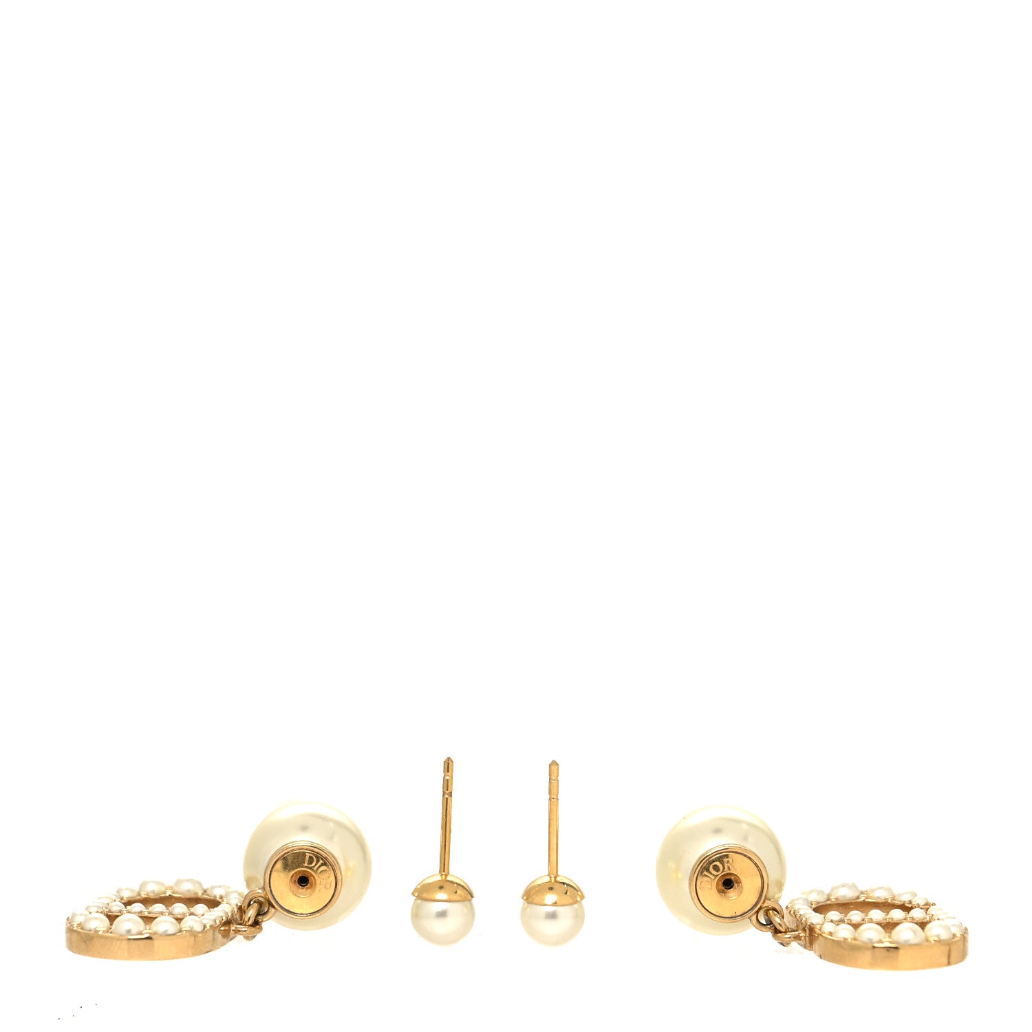 Christian Dior Crystal Pearl Clair D Lune Earrings Gold 3 of 4