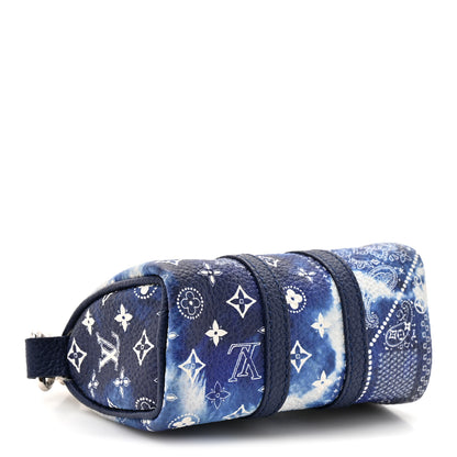 Louis Vuitton Monogram Bandana Mini Keepall Bag Charm Key Holder Blue 3 of 9