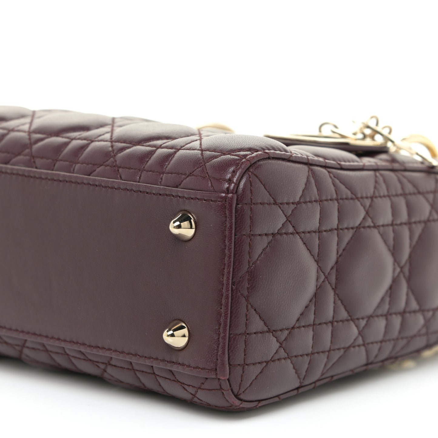 Lambskin Cannage Small Lucky Badges My Lady Dior Burgundy