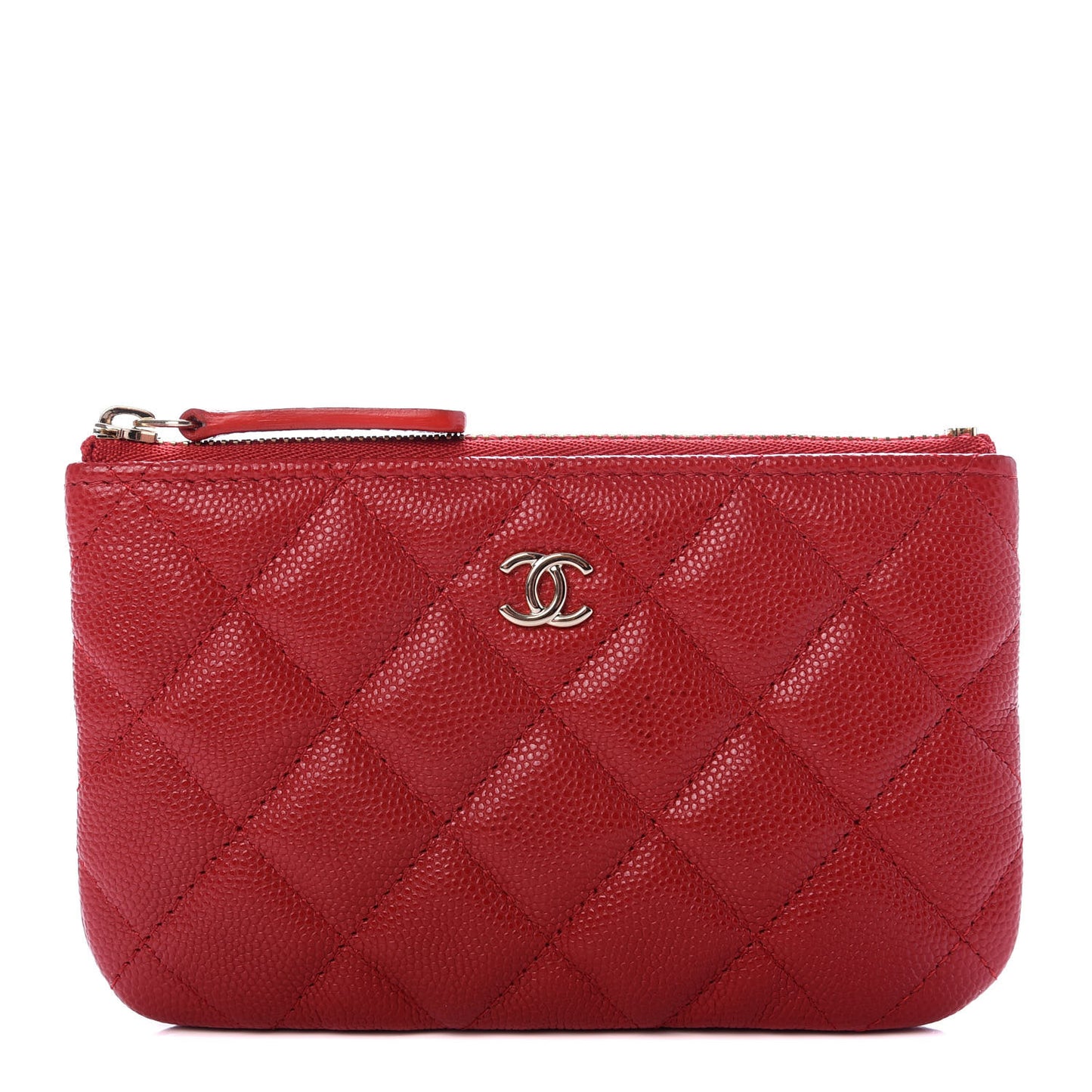 Caviar Quilted Small Cosmetic Case Red