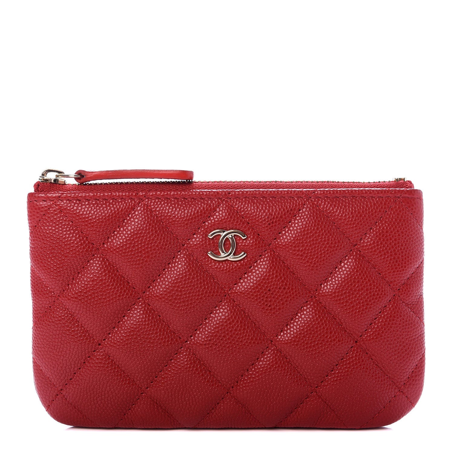 Chanel Caviar Quilted Small Cosmetic Case Red 1 of 7