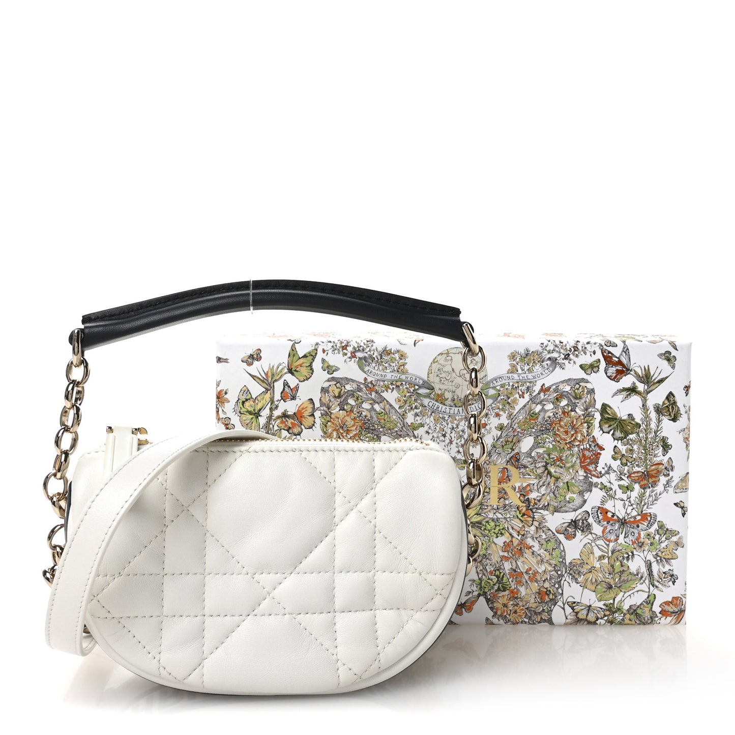 Lambskin Cannage Micro Dior Vibe Hobo Bag White