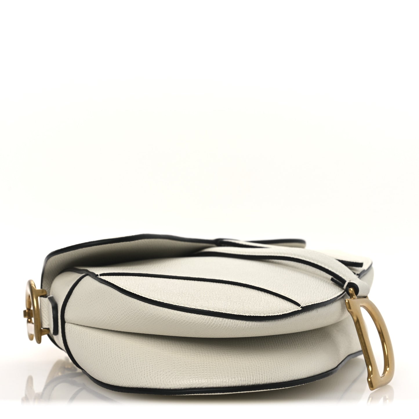 Grained Calfskin Saddle Bag With Strap Latte