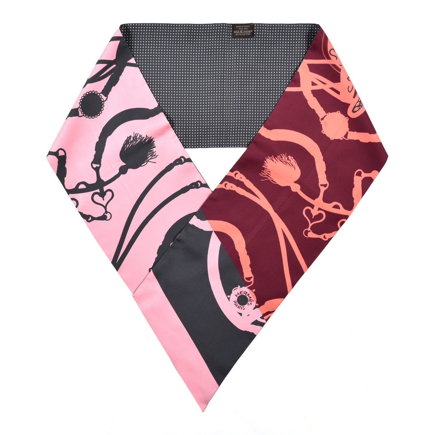 Hermes Silk Festival des Amazones Tattoo a Pois Maxi Twilly 1 of 3