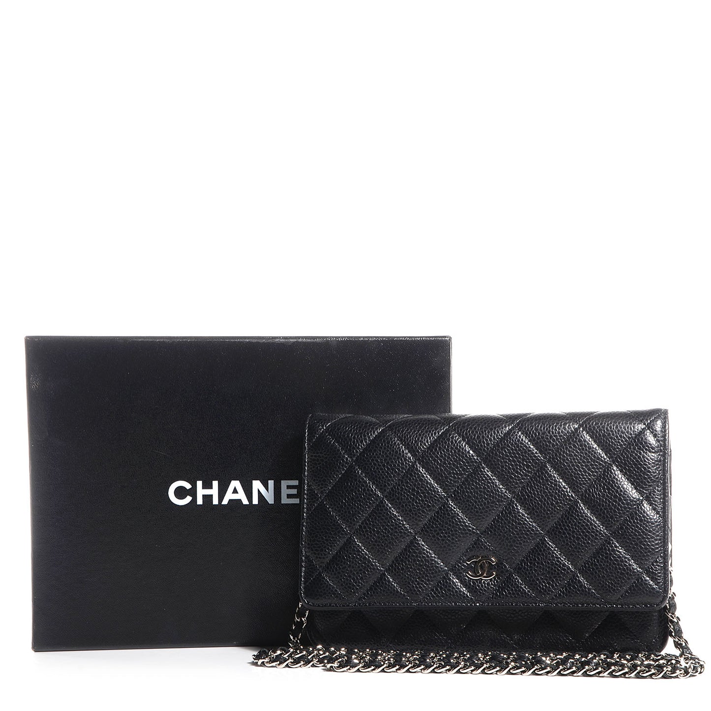 Caviar Quilted Wallet On Chain WOC Black