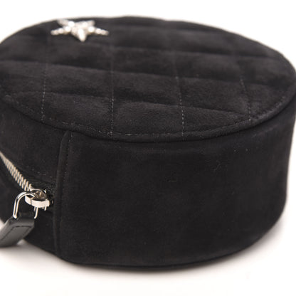 Chanel Suede Quilted Crystal Round Clutch With Logo Chain Black 8 of 12
