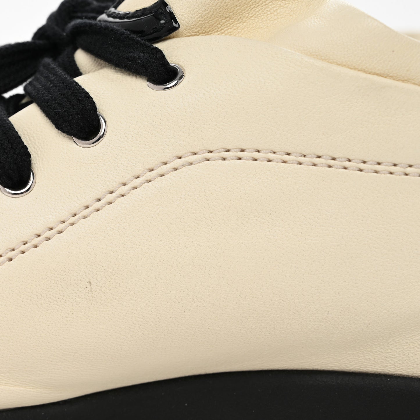 Lambskin Patent Calfskin CC Sneakers 36.5 White Black
