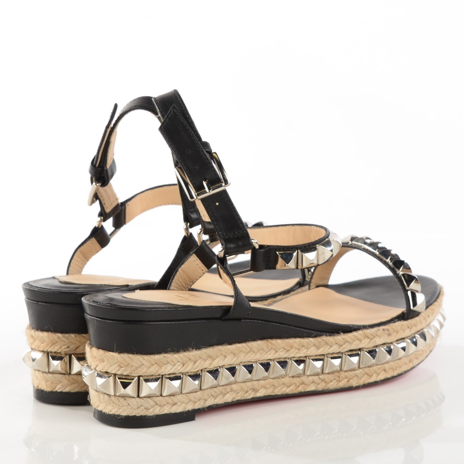 Christian Louboutin Calfskin Cataclou 60 Platform Sandals 39 Black Silver 4 of 8