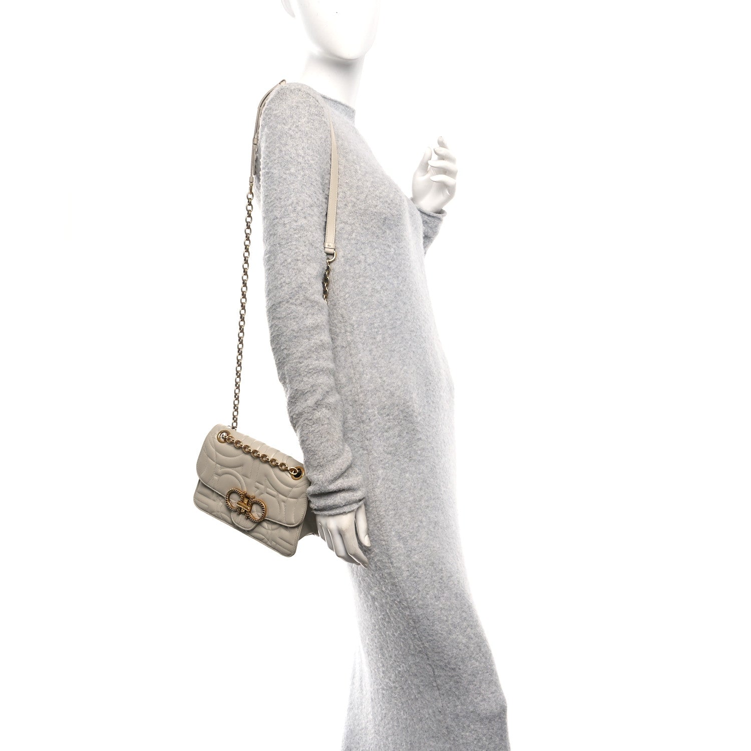 Salvatore Ferragamo Calfskin Quilted Gancini Flap Bag Peony 2 of 12