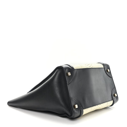 Celine Calfskin Snakeskin Mini Luggage Black White 4 of 11