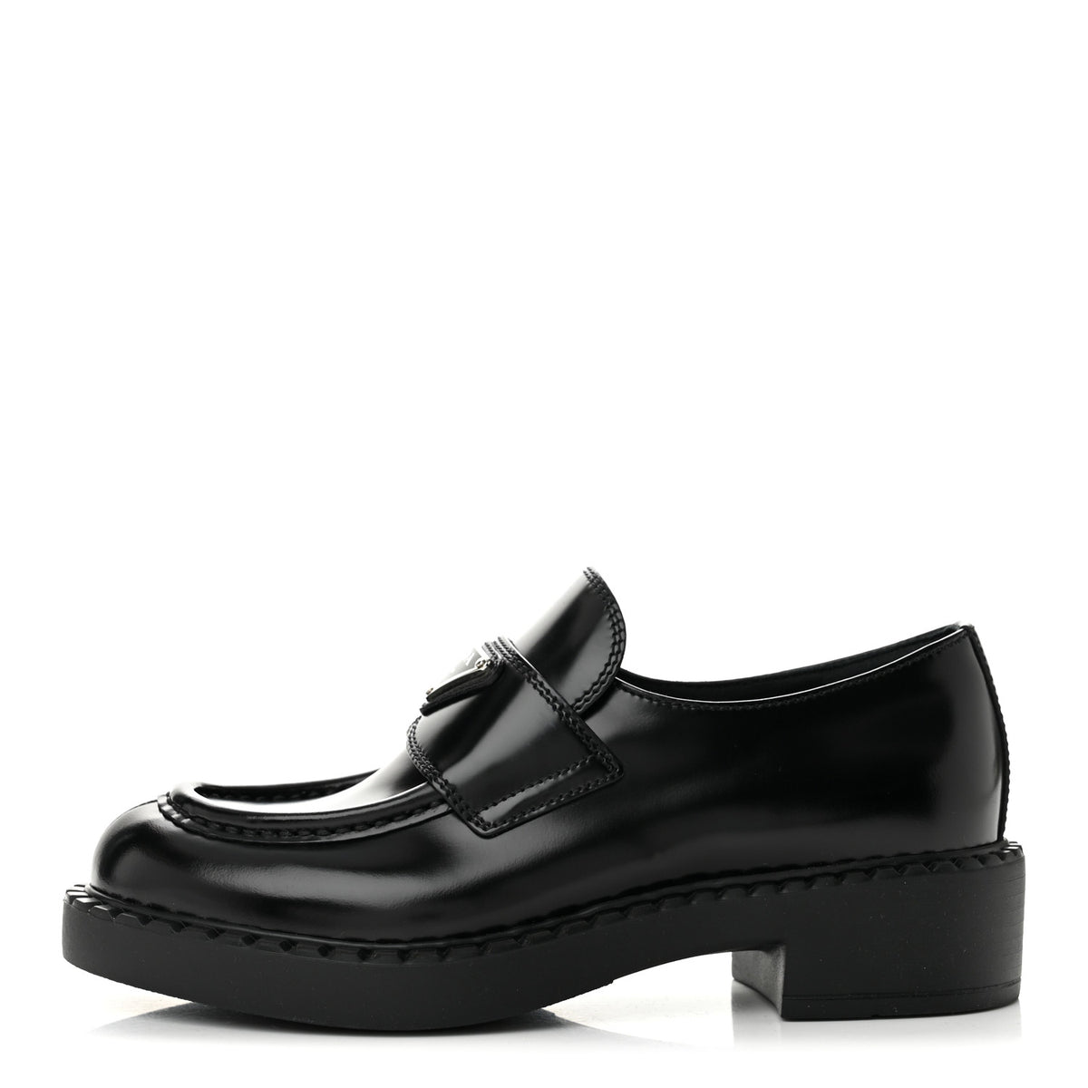 Spazzolato Metal Triangle Logo 50mm Loafers 36 Black