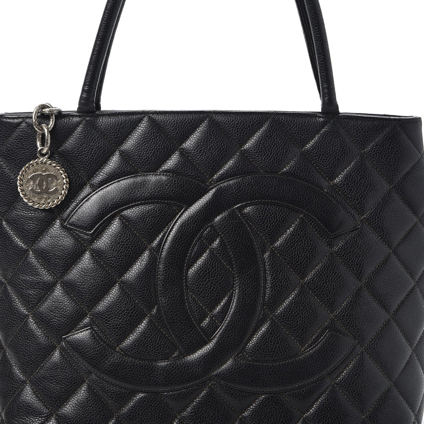 Caviar Quilted Medallion Tote Black