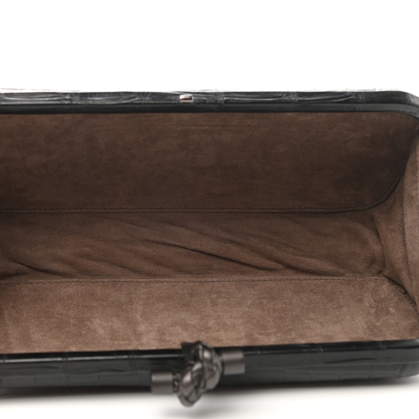 Crocodile Faille Knot Clutch Black