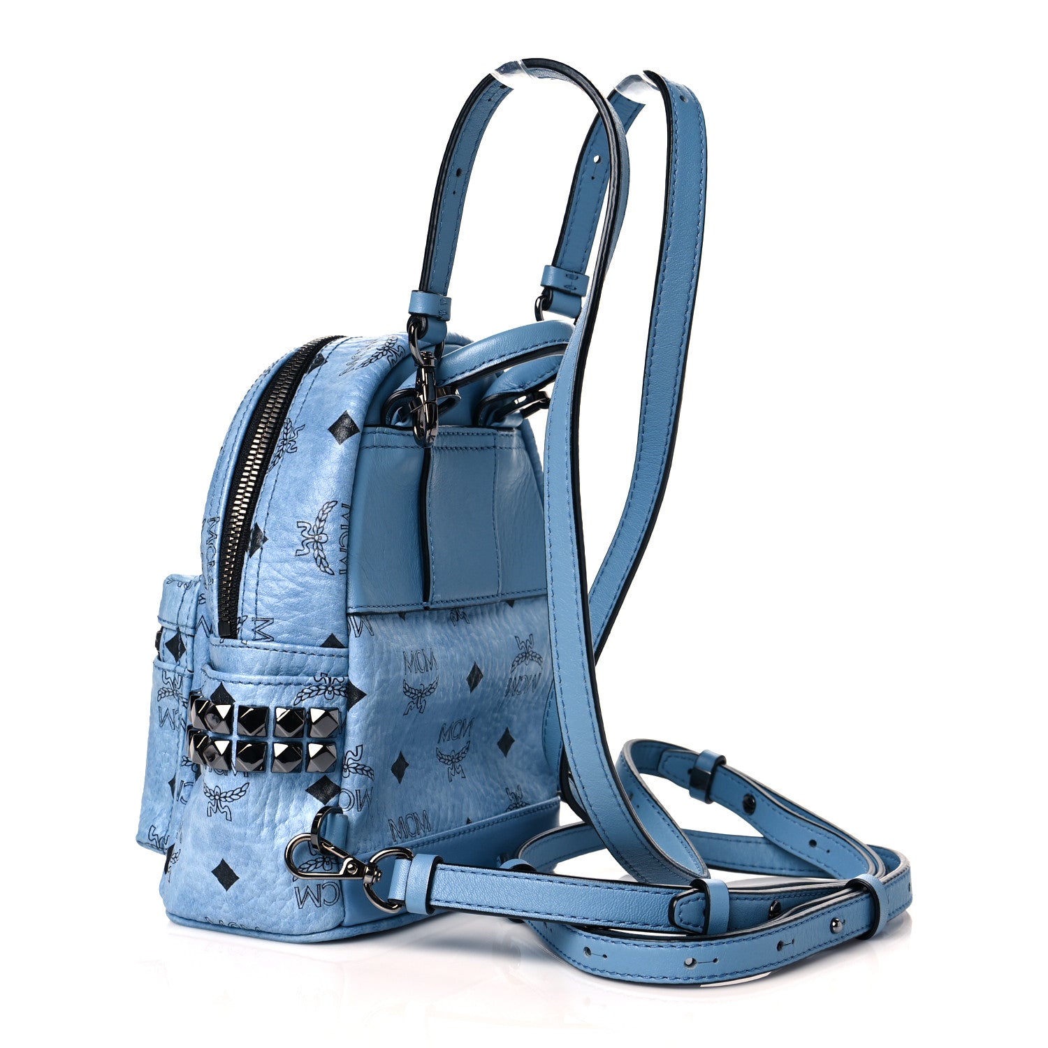 MCM Visetos Side Stud X-Mini Stark Bebe Boo Backpack Blue 3 of 10