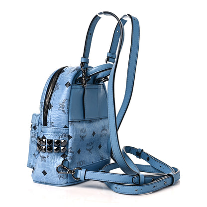 MCM Visetos Side Stud X-Mini Stark Bebe Boo Backpack Blue 3 of 10