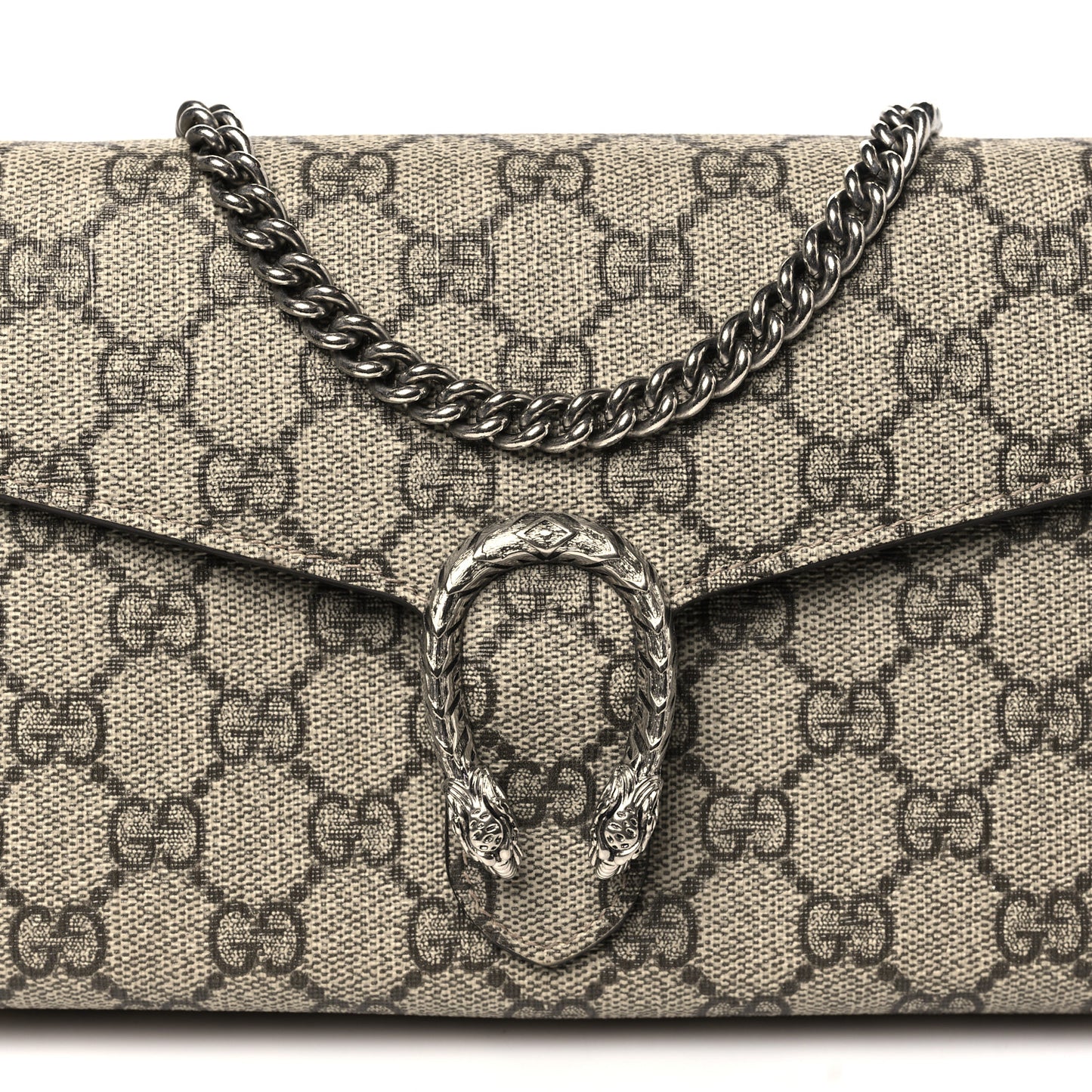 GG Supreme Monogram Mini Dionysus Chain Wallet Beige Taupe
