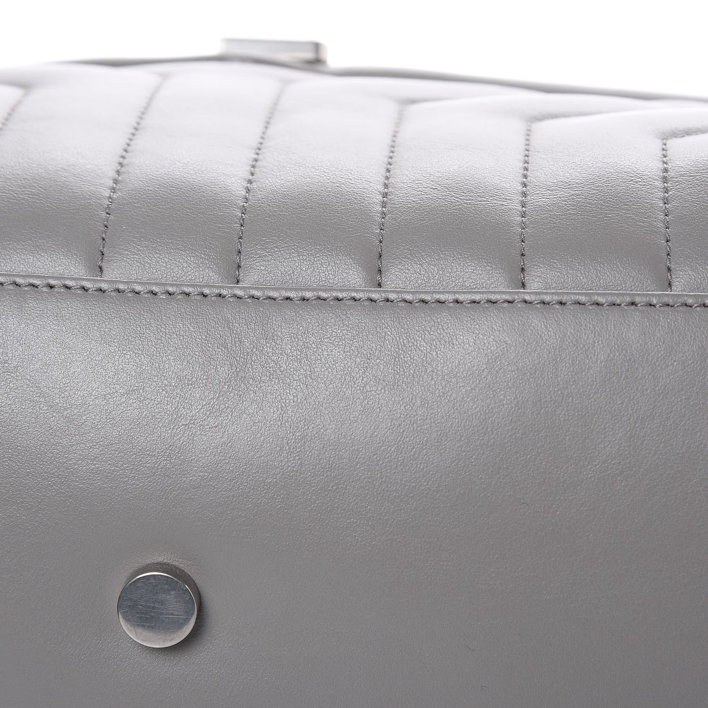 Calfskin Y Quilted Monogram Large Loulou Chain Satchel Light Grey