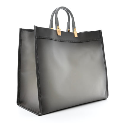 Fendi Vitello King Tamponato Plexiglass Logo Embossed Large Fendi Sunshine Shopper Tote Ghiaccio 3 of 11