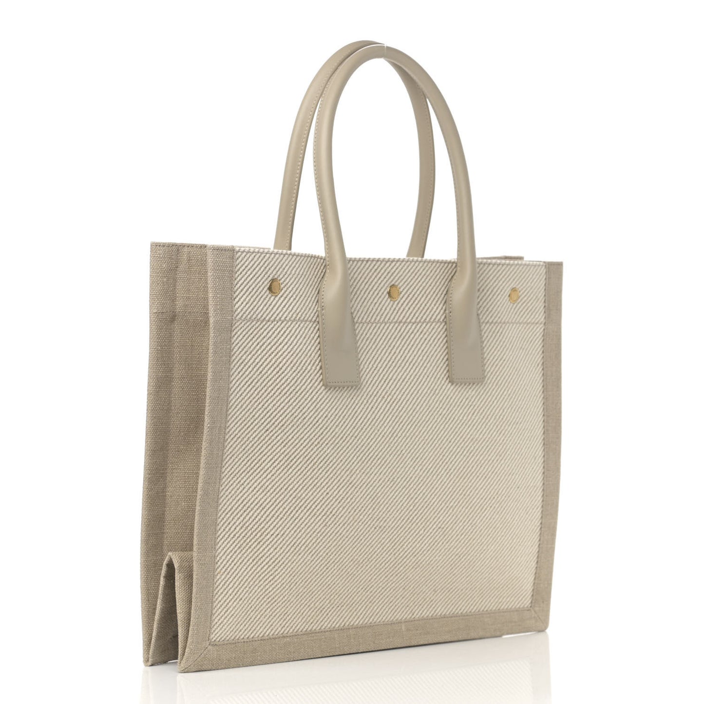 Linen Calfskin Small Rive Gauche Tote Beige Sea Salt