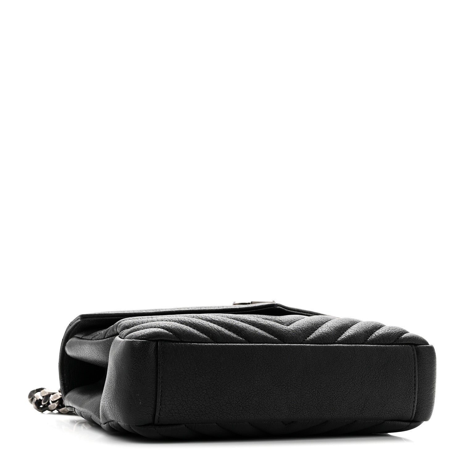 Saint Laurent Sheepskin Matelasse Chevron Monogram Medium College Bag Black 4 of 10