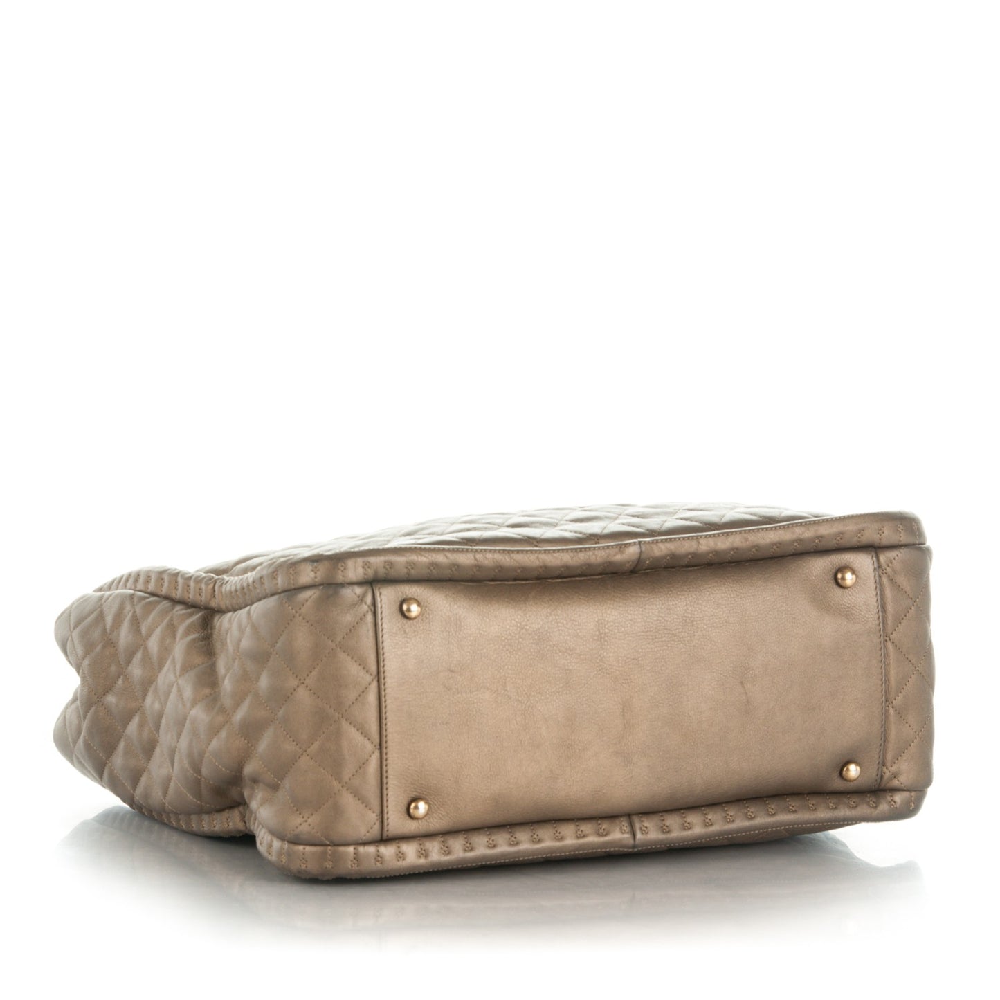 Metallic Calfskin Quilted Large Istanbul Tote Gold