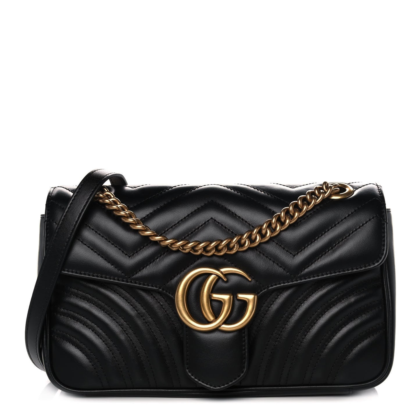 Calfskin Matelasse Small GG Marmont Shoulder Bag Black