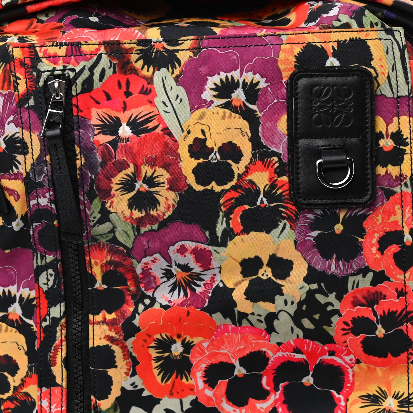 X JOE BRAINARD Nylon Pansies Print Roll Top Backpack Multicolor