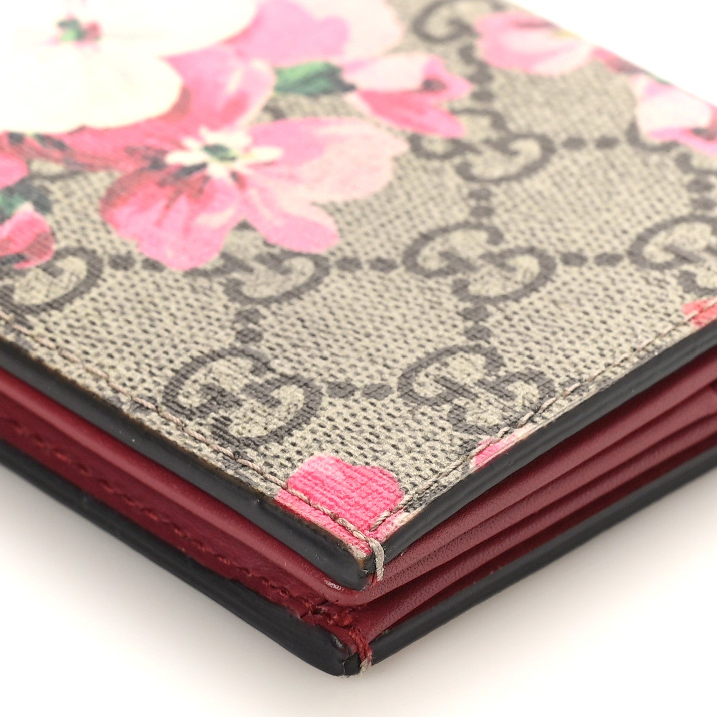 GG Supreme Monogram Blooms Card Case Beige Multicolor Dry Rose