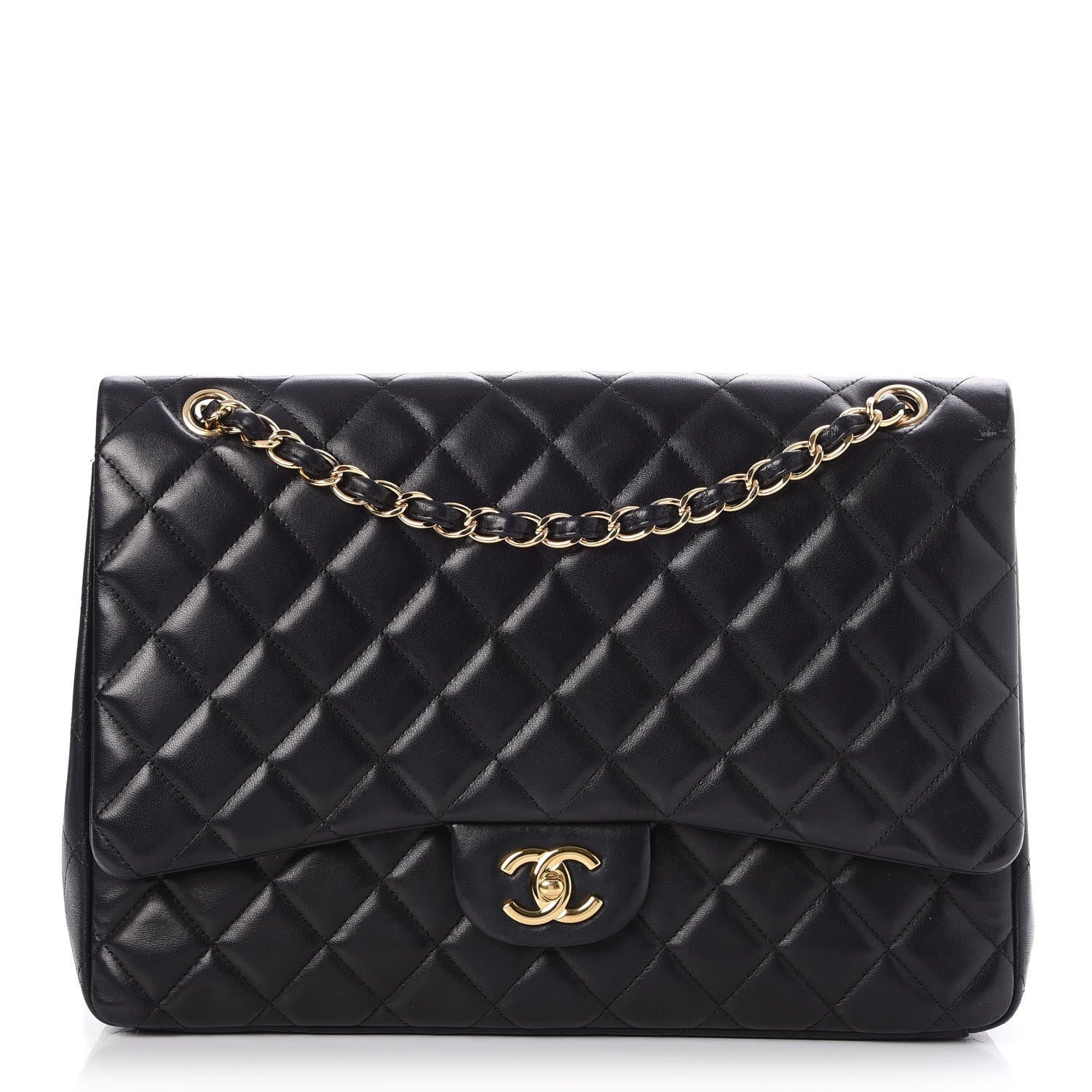 Chanel Lambskin Quilted Maxi Single Flap Black 1 of 9