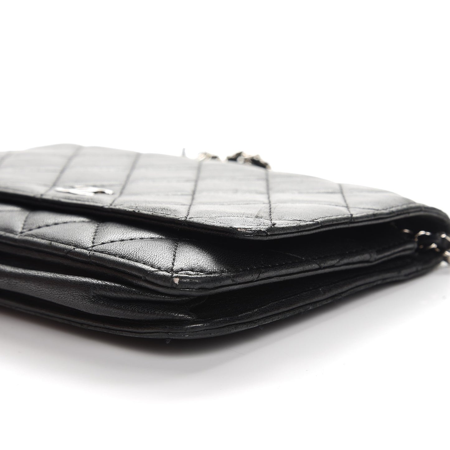 Lambskin Quilted Wallet On Chain WOC Black
