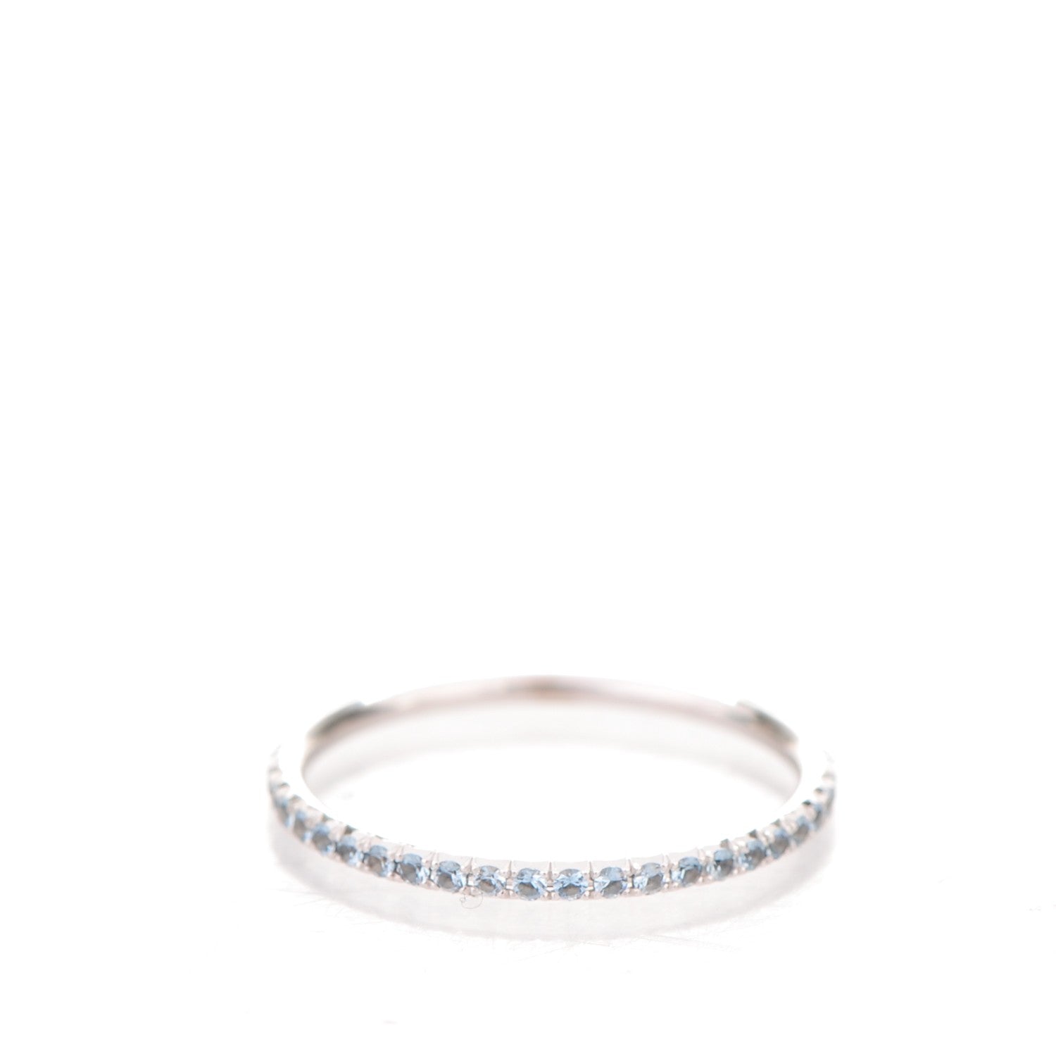 Tiffany 18K White Gold Aquamarine Metro Ring 7 3 of 4
