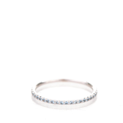 Tiffany 18K White Gold Aquamarine Metro Ring 7 3 of 4