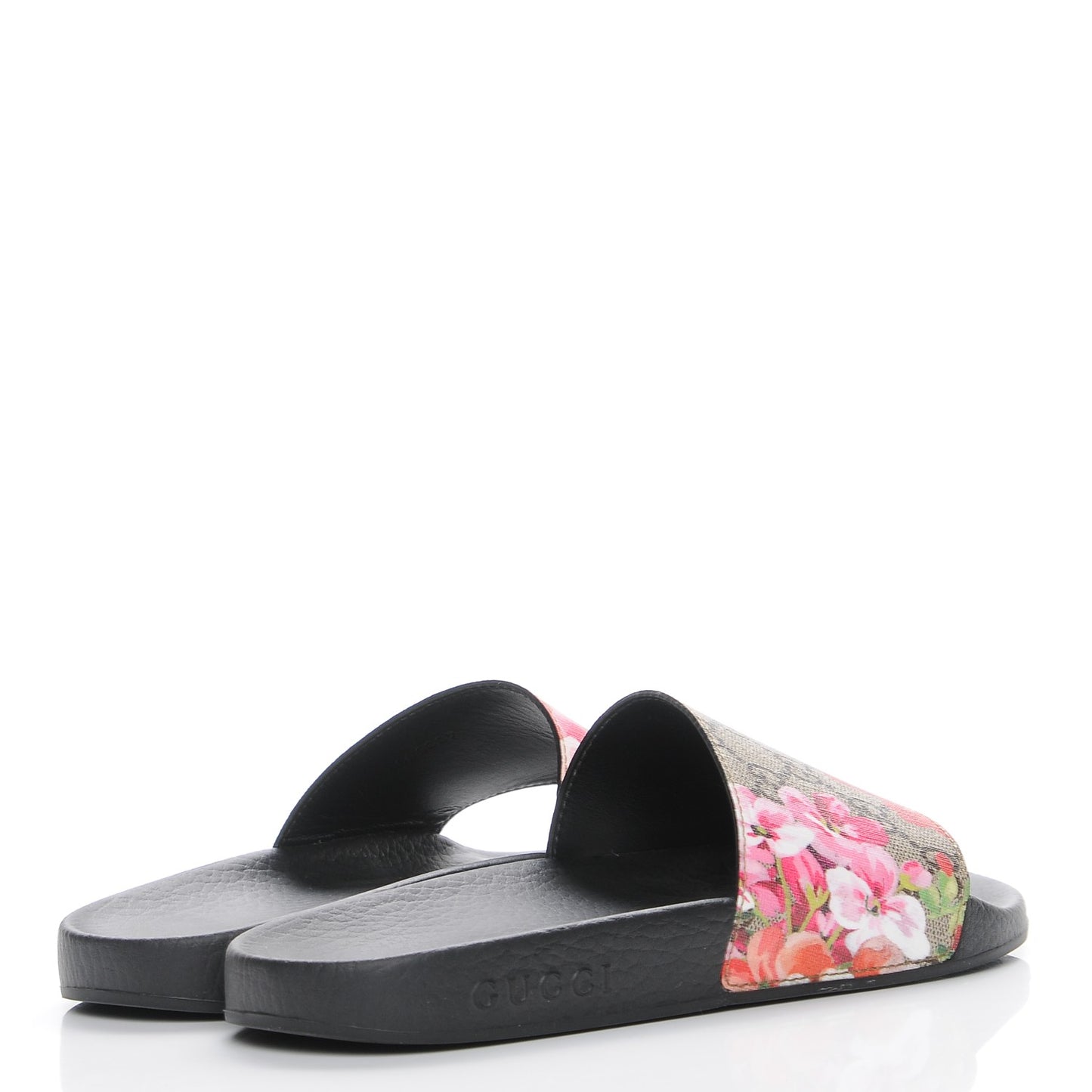 GG Supreme Monogram Blooms Slide Sandals 37 Beige Multicolor