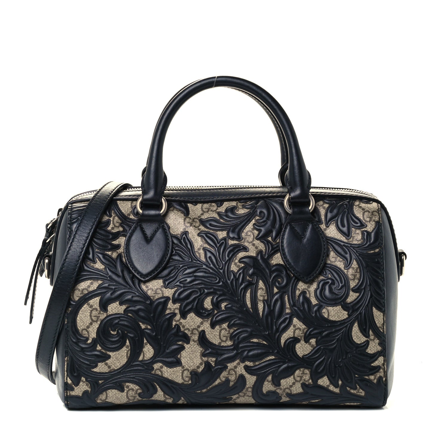 GG Supreme Monogram Arabesque Small Boston Black