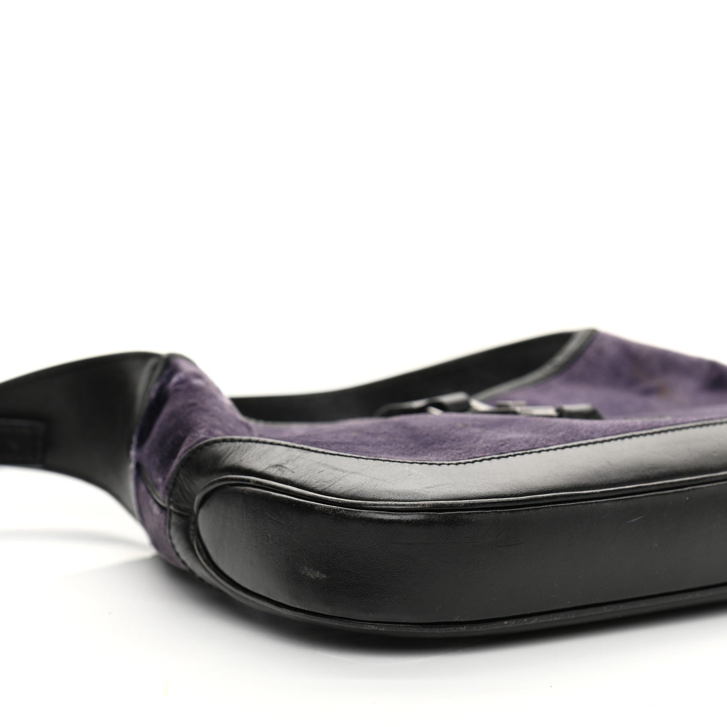 Velvet Calfskin Jackie O Hobo Purple Black