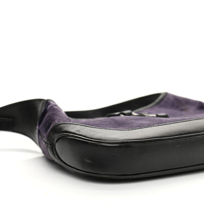 Gucci Velvet Calfskin Jackie O Hobo Purple Black 9 of 17