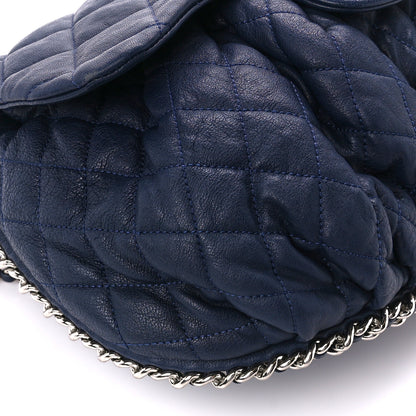 Chanel Washed Lambskin Quilted Large Chain Around Messenger Navy Blue 9 of 12