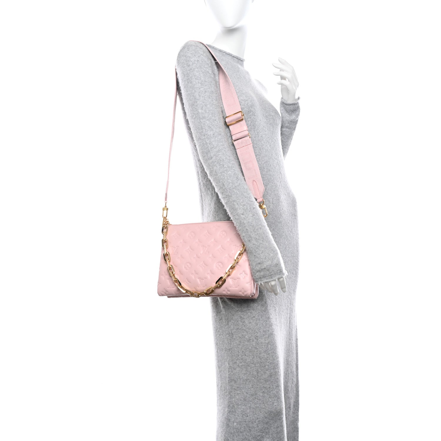 Louis Vuitton Lambskin Embossed Monogram Coussin PM Rose 2 of 12