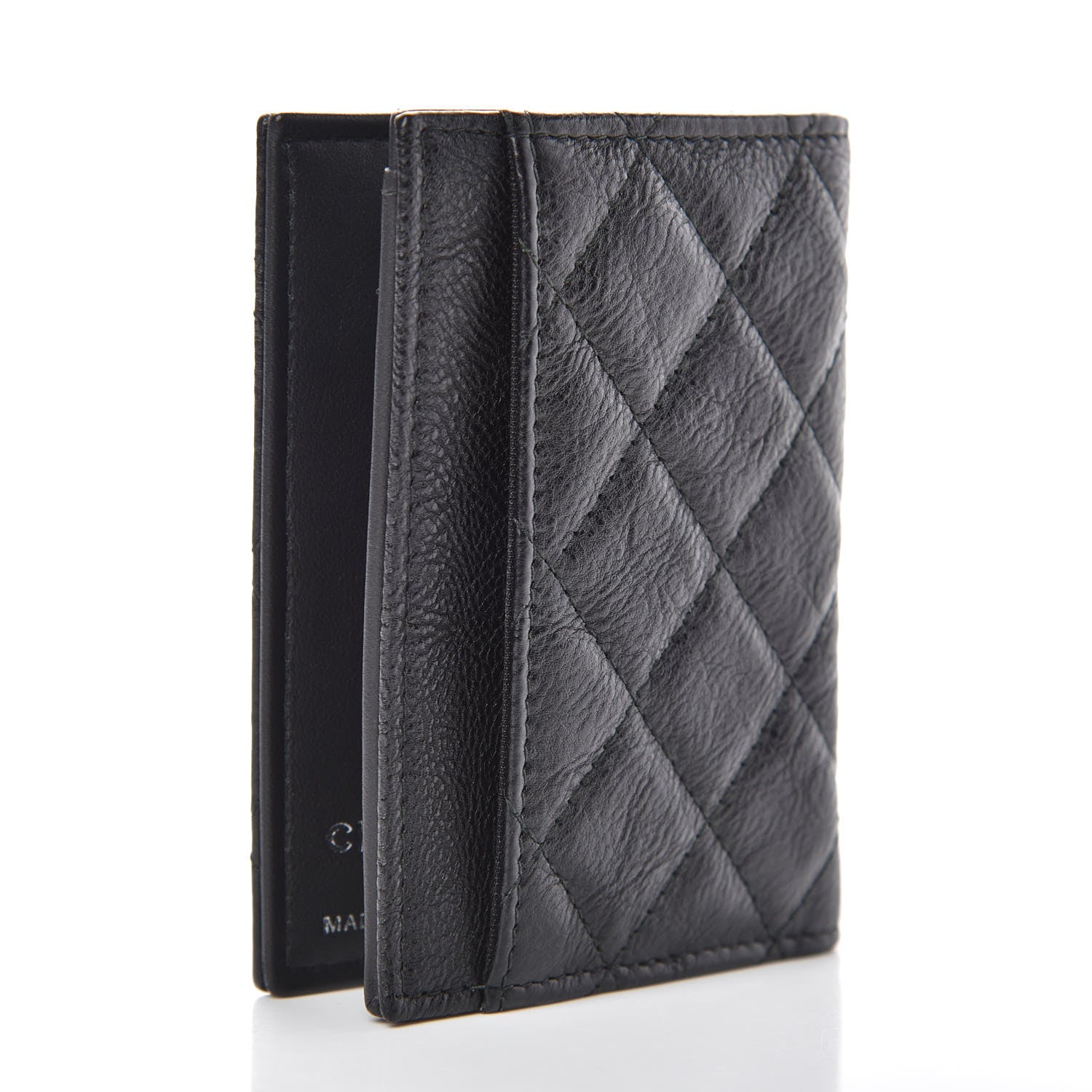 Chanel Crumpled Calfskin Quilted Card Holder Wallet So Black 3 of 10
