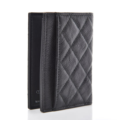 Chanel Crumpled Calfskin Quilted Card Holder Wallet So Black 3 of 10