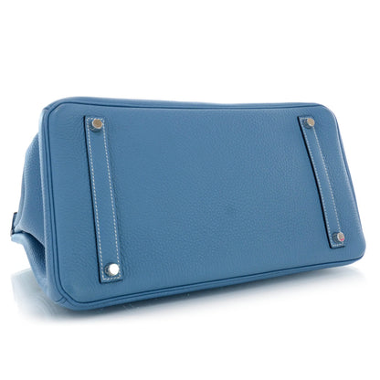 Hermes Taurillon Clemence Birkin 35 Blue Jean 4 of 8