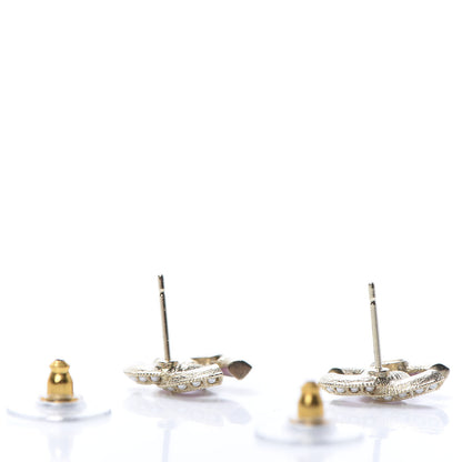 Chanel Metal Pearl Enamel CC Earrings Gold Pink 3 of 4